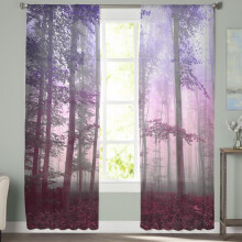 Sheer Curtains Voile 52x84 Inch 2 Panels Fall Forest Purple