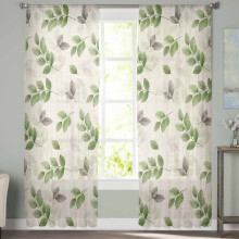 Sheer Curtains Gray-Green Eucalyptus on Linen 52x84 in 2