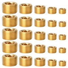 25 Stuks Messing Buisplugfittingen, 1/8 1/4 3/8 1/2 3/4 Inch Mannelijke Interne Zeskantschroefdraadbus Buisplugfitting Assortimentsset, C