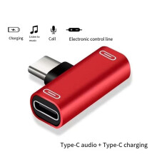 Adaptador Doble Tipo C 3 en 1, Cable de Carga Tipo C, Cargador, Convertidor de Auriculares para Smartphones, Adaptador de Auriculares Dorado.