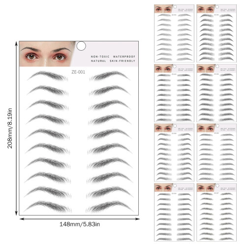 Eyebrow Stickers European Style Water Transfer 12 Sheets 1
