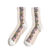 Women Cotton Floral Mid-Calf Socks 5 Pairs