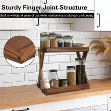 Étagère de Rangement en Bois à 2 Niveaux pour Comptoir de Café, Accessoires pour la Maison, le Bureau et la Salle de Bain.