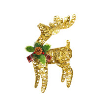 Pre-Lit Glittering Reindeer Decor with Gold Bell and