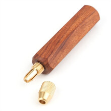 3Pcs Wooden File Handle Small File Handle with Brass Collet Chuck File Handle for Woodworking Metal Tools