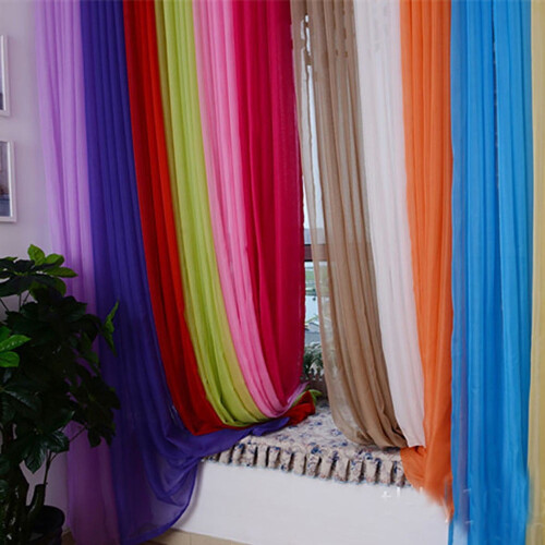 Purple Sheer Curtains Cotton 6-Pack 98 Inch 1