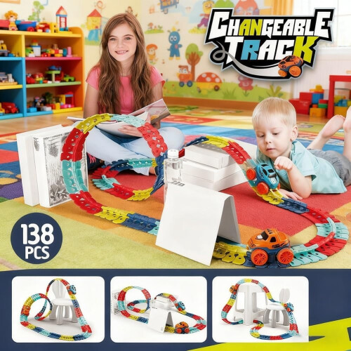 Race Track Set with LED Car, Interchangeable Shells, 2