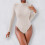 Ribbed Turtleneck Bodysuit Beige XL 2