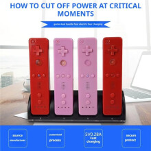 4 Port Charging Stand Dock Station for Game Console Battery Powered Game Accessories Supplies with LED Indicator,A