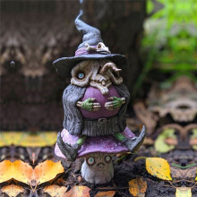 Estátua de Bruxa HorrorWitch Ornaments Resina Jardim Bruxa Montando CogumeloEstátua de Bruxa Escultura Ornamentos para Feliz Dia Das Bruxas