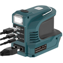 180W Power Inverter with LED Work Light for 18V Li-Ion Battery 12V Powered Outlet with USB/Type-C EU PLUG