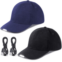 Baseball Cap with Hands-Free LED Headlamp 2-Pack