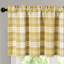 Buffalo Check Valance Yellow Plaid Jacquard Linen 52x18 Inch