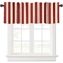 Striped Valance Curtains Red Beige Circus Tent 54x18in Rod