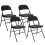 Linen-Look Set of Four Cushioned Folding Chairs - Black 2