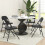 Linen-Look Set of Four Cushioned Folding Chairs - Black 3