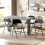Linen-Look Set of Four Cushioned Folding Chairs - Black 4