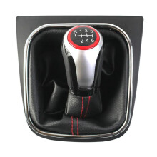For 5 6 R32 GTD MK5 MK6 6 Speed Gear Shift Knob with Leather Gaiter Boot Cover Collar