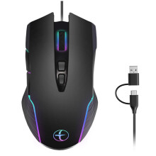 USB/Type-C Ergonomic Wired Gaming Mouse with RGB Backlit, Moving Mouse Jiggler Keeps Computer Awake 4 Adjustable DPI