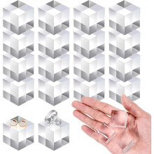16 Bloques de Acrílico Transparente, Cuadrados, para Exhibición de Joyas, con Forma de Cubo Pulido Transparente, Base para Vitrina.
