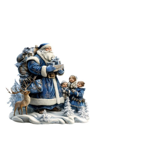 Blue Santa Acrylic Desktop Ornament with Belt Base 1