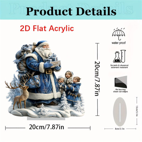 Blue Santa Acrylic Desktop Ornament with Belt Base 2