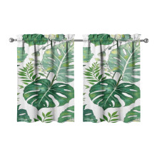 Vintage Green Tropical Leaf Kitchen Curtains 28x36 Inch 2