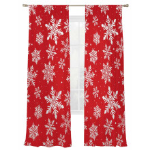 Snowflake Sheer Curtains Red White 52x96 Rod Pocket 2 Panels
