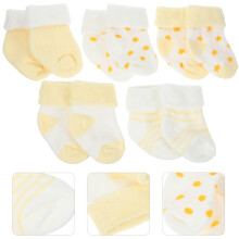 Baby Boy Cotton Mid-Calf Socks Yellow 5 Pairs