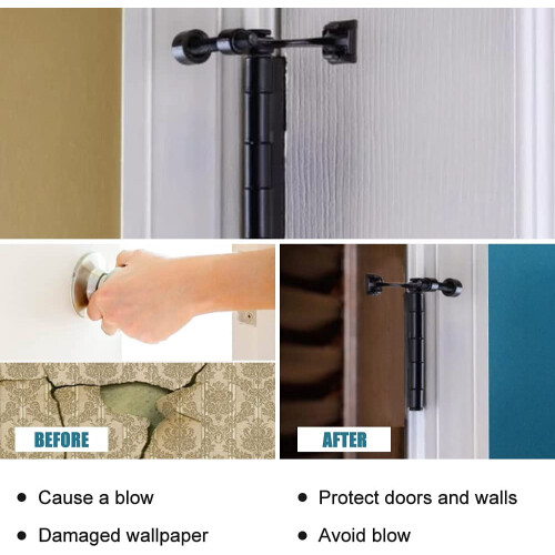 Hinge Pin Door Stopper Black Adjustable Heavy Duty 8 Pack 2