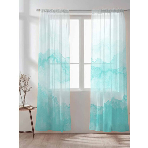 Aqua Mountain Gradient Sheer Curtains 52x108 in 2 Panels 1