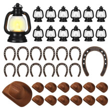 36 Lanternes Décoratives Western pour Fête de Cow-Boy: 12 Lanternes avec Bougie, 12 Fers à Cheval Suspendus, 12 Chapeaux de Cow-Boy