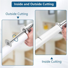 Coupe-tube intérieur pour tuyaux en PVC avec poignée et molette de coupe diamantée, guide de profondeur de coupe réglable de 7 pouces.