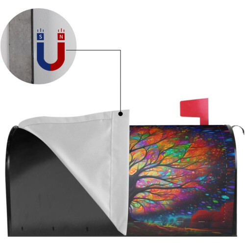Mailbox Cover Colorful Tree Design Magnetic 21x18 in 2