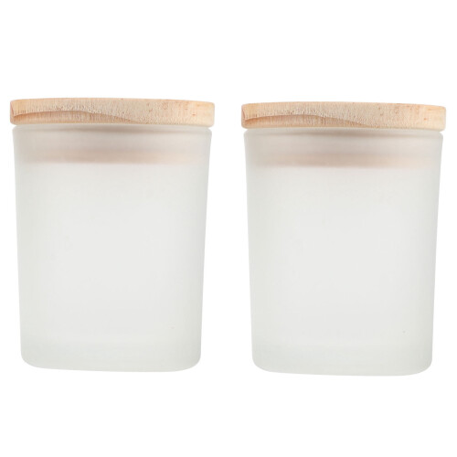White Glass Candle Container Simple Design 2 Pcs