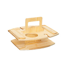 Wooden Snack Table with Glass Holder for Cheese and Fruit