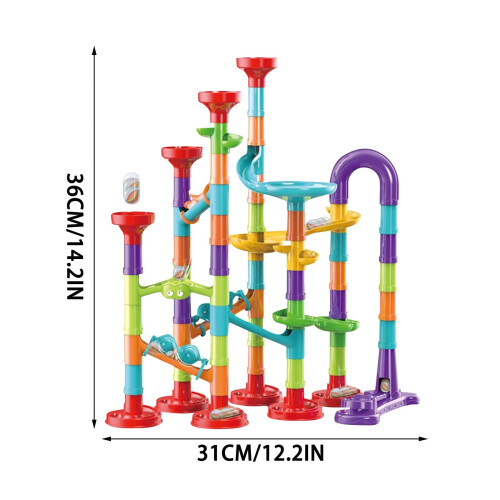 Marble Run Set with 30 Glass Marbles 93 Pieces 1