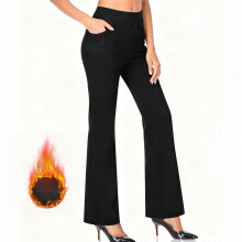 Women's Solid Fleece-Lined Yoga Pants