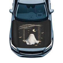 Car Hood Cover Spooky Print Elastic Polyester for Sedans