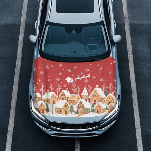 Car Hood Cover Elastic Polyester Film Snowflake Design