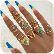 Stackable Moon Star Rings for Women Gold Boho Knuckle