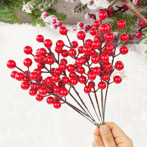 Christmas Picks Artificial Red Berries Stems 24 pcs 1