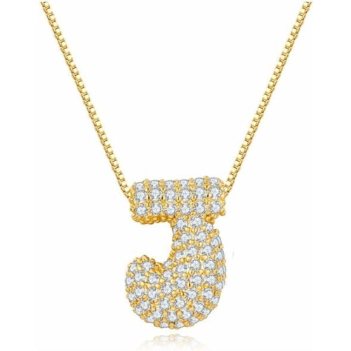 Bubble Letter Necklace 18K Gold-Plated Initial Pendant