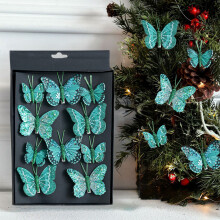Christmas Ornaments Green Glitter Hollow 10 Pack