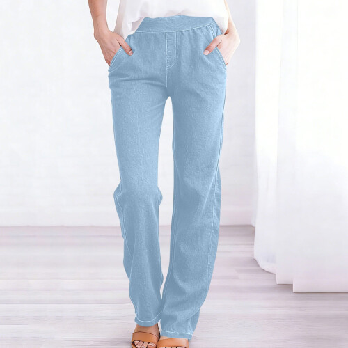 Women's Light Blue Lounge Pants Cotton Blend XL 1