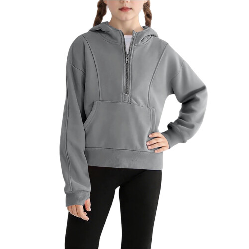 Girls Half-Zip Pullover Hoodie Long Sleeve Sweatshirt with