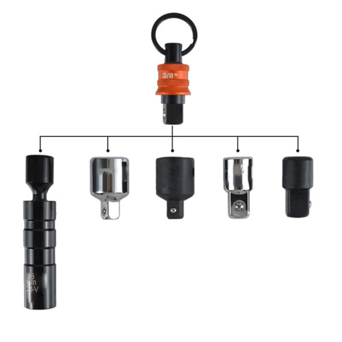1/2 3/8 Inch Keychain Socket Hexagonal Shank Drill Bit Holder for Impact Drill Nut Driver Carabiner Socket Extension 2