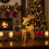 Pre-Lit Glittering Reindeer Decor with Gold Bell and 2