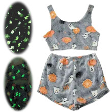 Halloween Glow-in-the-Dark Vest Pajama Set Flannel