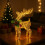 Pre-Lit Glittering Reindeer Decor with Gold Bell and 6